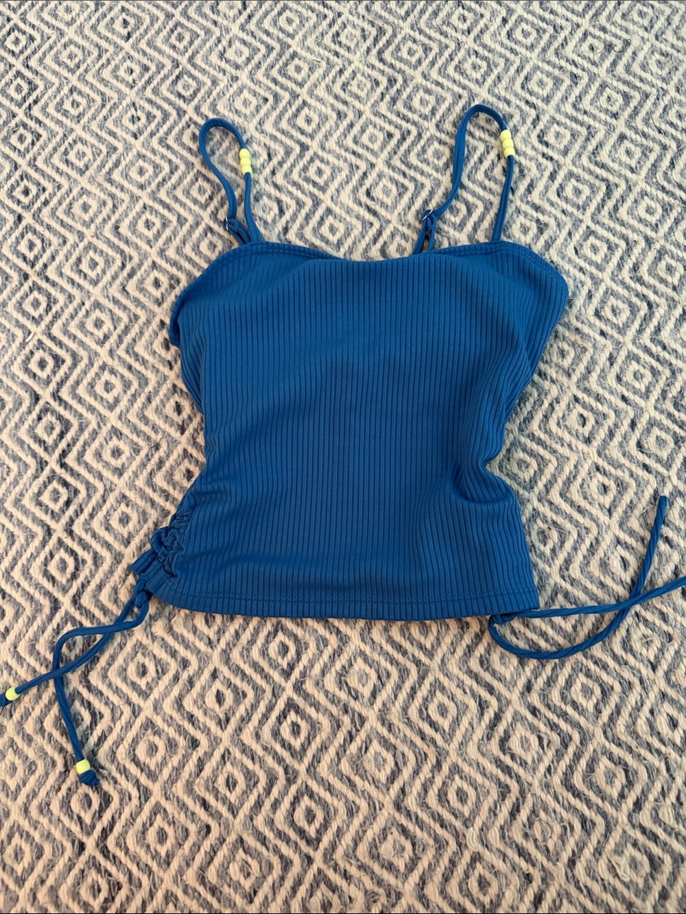 Blue Ribbed Spaghetti Strap Tank Top - Women